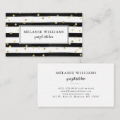 Moderne schwarze und weiße Streifen Gold Polka Pun Visitenkarte (Vorne/Hinten)