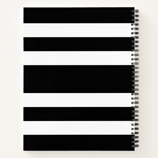 Moderne schwarze und weiße Streifen Notizblock (Rückseite)
