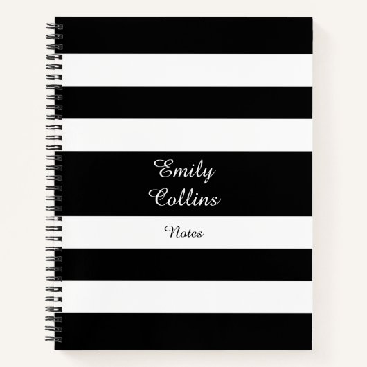 Moderne schwarze und weiße Streifen Notizblock (Vorderseite)