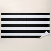 Moderne schwarze und weiße Streifen Strandtuch (Vorderseite)