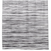 Moderne schwarze und weiße Streifen Wasserfarbe Duschvorhang (Vorderseite)