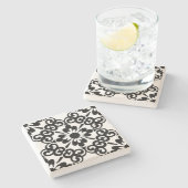 MODERNE SCHWARZE UND WEISSE TILLE STEINUNTERSETZER (Seitenansicht)