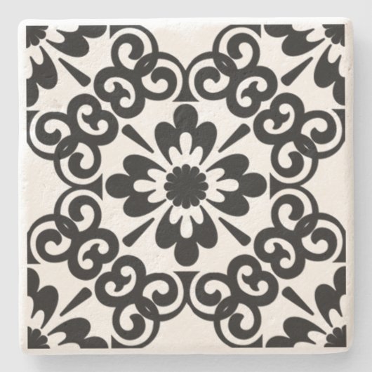 MODERNE SCHWARZE UND WEISSE TILLE STEINUNTERSETZER (Vorderseite)