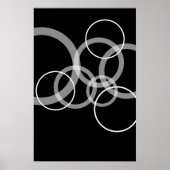 Moderne schwarze und weiße überlappende Kreise Poster (Vorne)