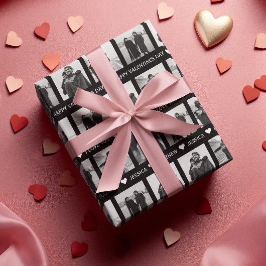 Moderne schwarze und weiße Valentine | Eigenes Fot Geschenkpapier Set