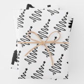 Moderne schwarze und weiße Weihnachtsbaumen Gesche Geschenkpapier Set (Beispiel)