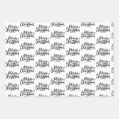 Moderne schwarze und weiße Weihnachtszitate Geschenkpapier Set (Vorderseite)