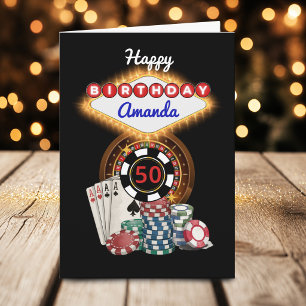 Moderne schwarze Vegas-Casino-Nacht-Themen-Geburts Karte