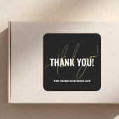 Moderne schwarze Verpackung danke Quadratischer Aufkleber