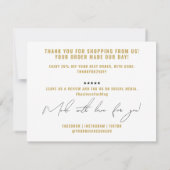 Moderne schwarze Verpackungseinheit Dankeskarte (Rückseite)