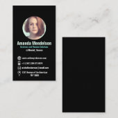 Moderne schwarze vertikale Sozialikonen und Foto Visitenkarte (Vorne/Hinten)