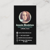 Moderne schwarze vertikale Sozialikonen und Foto Visitenkarte (Vorderseite)