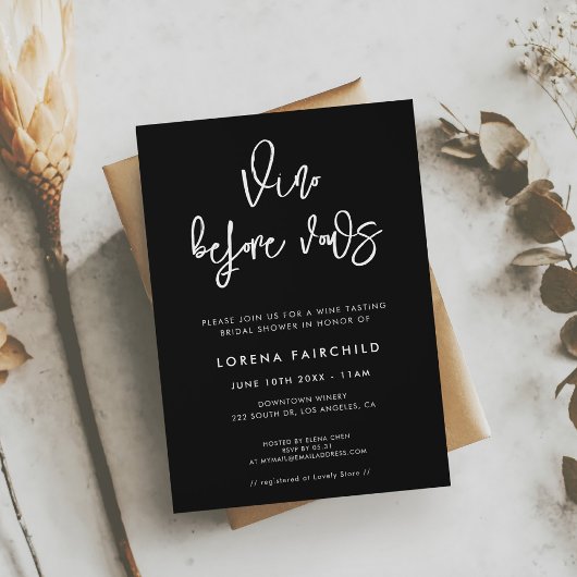 Moderne schwarze Vino vor den Versprechungen Einladung