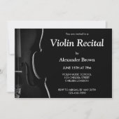 Moderne schwarze Violinkonzert-Musik Einladung (Vorderseite)