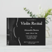 Moderne schwarze Violinkonzert-Musik Einladung (Stehend Vorderseite)