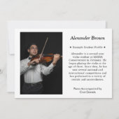 Moderne schwarze Violinkonzert-Musik Einladung (Rückseite)