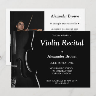Moderne schwarze Violinkonzert-Musik Einladung