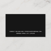 Moderne schwarze Visitenkarte mit dünner blauer Li (Rückseite)