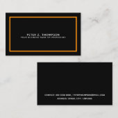 moderne schwarze Visitenkarte mit dünner orangefar (Vorne/Hinten)
