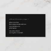 Moderne schwarze Visitenkarte mit Logotypbild (Rückseite)
