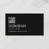 Moderne schwarze Visitenkarte mit Logotypbild (Vorderseite)