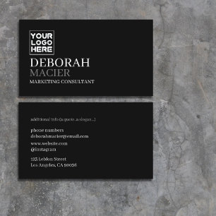 Moderne schwarze Visitenkarte mit Logotypenbild