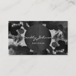 Moderne Schwarze Wasserfarbe Abstrakt Elegant Cool Visitenkarte