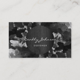 Moderne Schwarze Wasserfarbe Abstrakt Elegant Cool Visitenkarte