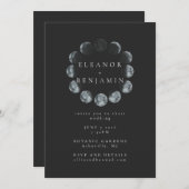 Moderne Schwarze Wasserfarbe Moon Phasen Hochzeit Einladung (Vorne/Hinten)
