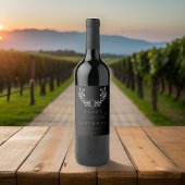 Moderne schwarze Wasserfarben-Olivenzweig JEDER Ge Weinetikett