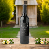 Moderne schwarze Wasserfarben-Olivenzweig JEDER Ge Weinetikett