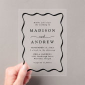 Moderne schwarze Wavy-Rahmen-Hochzeit Acryleinladungen (Insitu (Handheld))