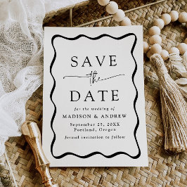 Moderne schwarze Wavy-Rahmen-Hochzeit Save The Date