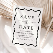 Moderne schwarze Wavy-Rahmen-Hochzeit Save The Date