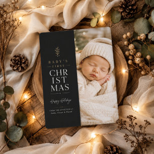 Moderne schwarze Weihnachts-Fotokarte für Babys er Feiertagskarte