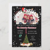 Moderne schwarze Weihnachts-Gruss-Fotograbffiti-Pa Einladung (Vorderseite)