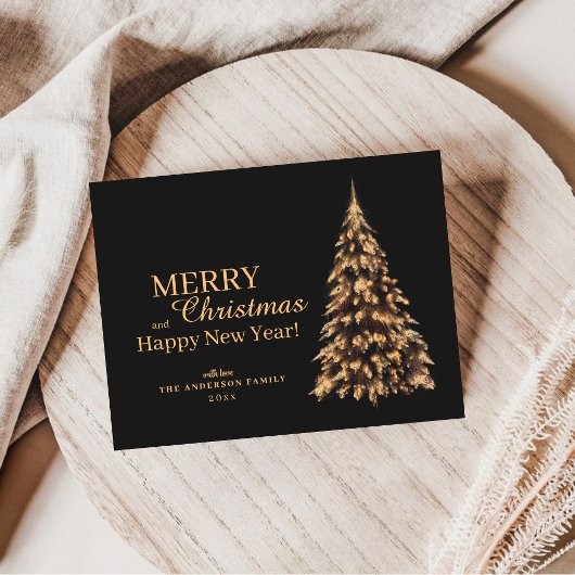 Moderne Schwarze Weihnachtsbaumkarte Einladung