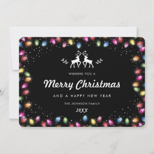 Moderne schwarze Weihnachtsbeleuchtung Rentier Sch Feiertagskarte