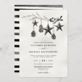 Moderne Schwarze Weihnachtsfest-Zweig Einladung (Vorne/Hinten)