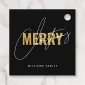 Moderne schwarze Weihnachtsschrift Geschenkanhänger (Rückseite)