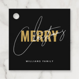 Moderne schwarze Weihnachtsschrift Geschenkanhänger