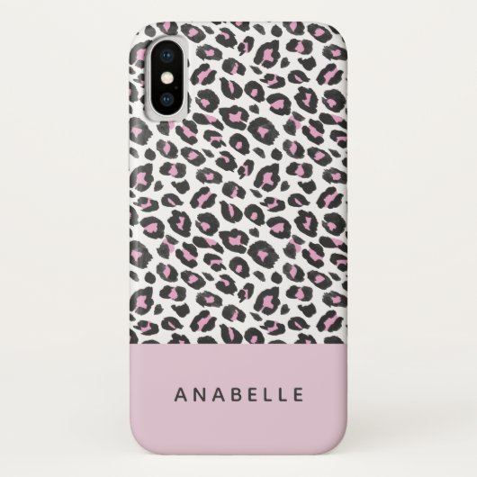 Moderne Schwarze, Weiß und Pfirsichtierleopard Case-Mate iPhone Hülle (Rückseite)