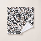 Moderne schwarze weiße graue Abstraktion Badhandtuch Set (Waschlappen)
