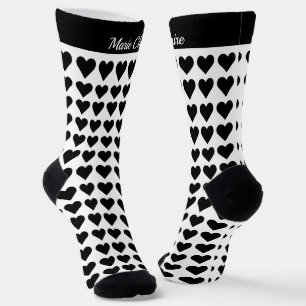 Moderne schwarze weiße kleine Herzen personalisier Socken