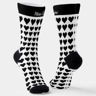 Moderne schwarze weiße kleine Herzen personalisier Socken