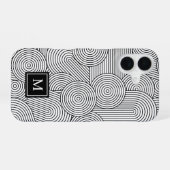 Moderne schwarze weiße monogrammierte Initiale im  iPhone 16 Hülle (Rückseite (Horizontal))