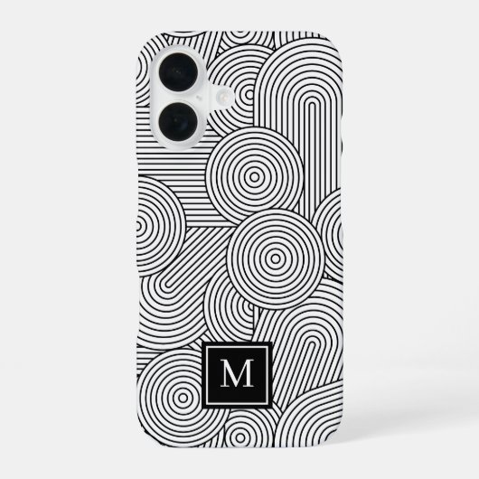 Moderne schwarze weiße monogrammierte Initiale im  iPhone 16 Hülle (Rückseite)