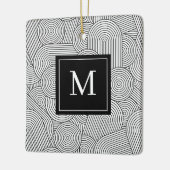 Moderne schwarze weiße monogrammierte Initiale im Keramikornament (Links)
