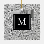 Moderne schwarze weiße monogrammierte Initiale im Keramikornament (Rückseite)