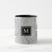 Moderne schwarze weiße monogrammierte Initiale im Tasse (Zentrum)